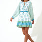 Posey Tie Front Balloon Sleeve Dress Indica Blue